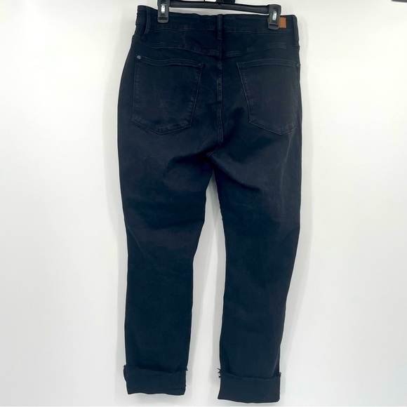 Judy Blue Black Beauty Slim Fit Jeans - Size 14W - Released Hem Rolled - Black - Picture 7 of 15